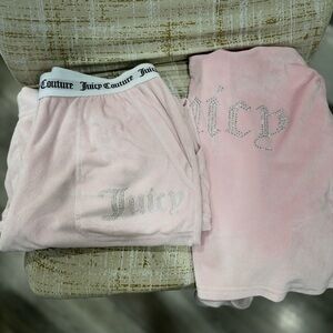 Juicy Couture Baby Pink Velour Rhinestone Logo sleepwear